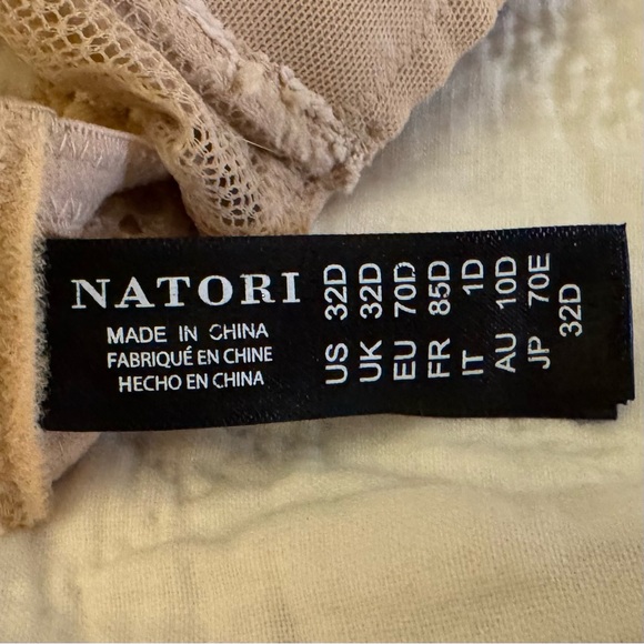 NWT 32D Natori Lace Trim Beige Bra “Feathers” style - Picture 5 of 10